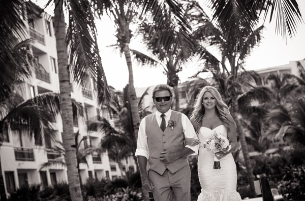 Dreams Riviera Cancun destination wedding father walking bride down aisle