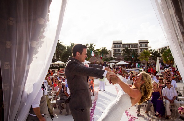 Destination Bride and groom about to kiss, Dreams Riviera Cancun