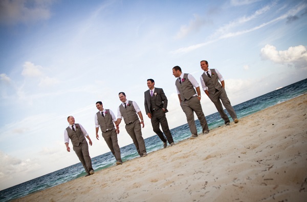 Destination Wedding Groomsmen on the Beach Mexico, Dreams Riviera Cancun