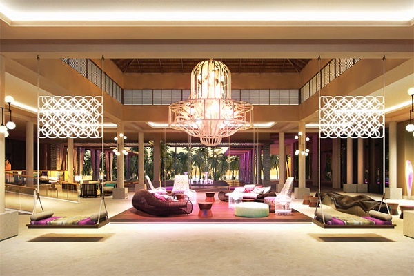CHIC by Royalton is a new adults-only all inclusive beach resort in Punta Cana. The lobby features a stunning open concept setting with a gorgeous chandelier.