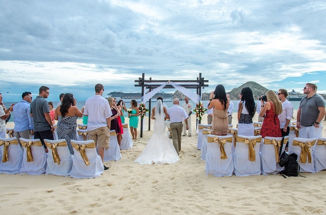 bridal entrance - beach ceremony