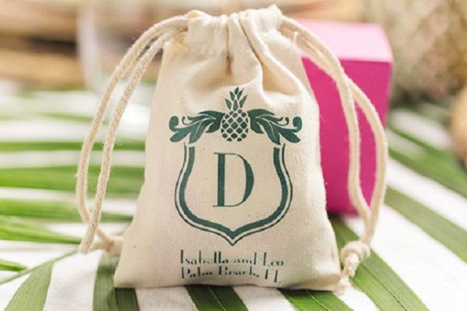 Personalized Natural Cotton Wedding Favor Bag